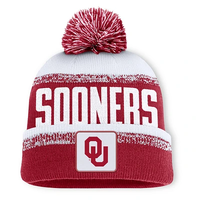 Men's Fanatics Crimson/White Oklahoma Sooners Thrive Cuffed Knit Hat with Pom