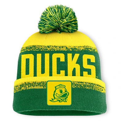 Men's Fanatics Green/Yellow Oregon Ducks Thrive Cuffed Knit Hat with Pom