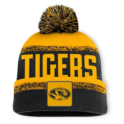 Men's Fanatics Black/Gold Missouri Tigers Thrive Cuffed Knit Hat with Pom