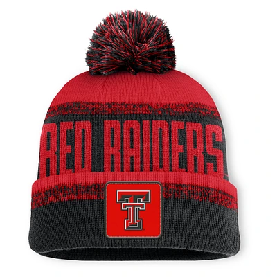 Men's Fanatics Black/Red Texas Tech Red Raiders Thrive Cuffed Knit Hat with Pom