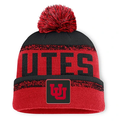 Men's Fanatics Red/Black Utah Utes Thrive Cuffed Knit Hat with Pom