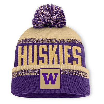 Men's Fanatics Purple/Gold Washington Huskies Thrive Cuffed Knit Hat with Pom