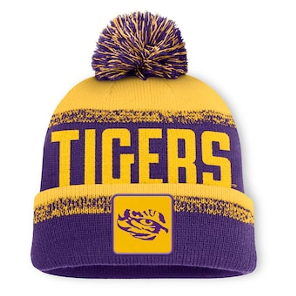 Men's Fanatics Purple/Gold LSU Tigers Thrive Cuffed Knit Hat with Pom