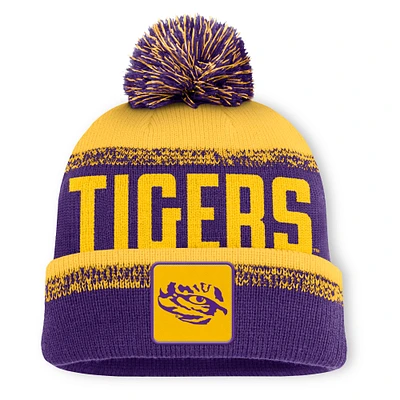 Men's Fanatics Purple/Gold LSU Tigers Thrive Cuffed Knit Hat with Pom