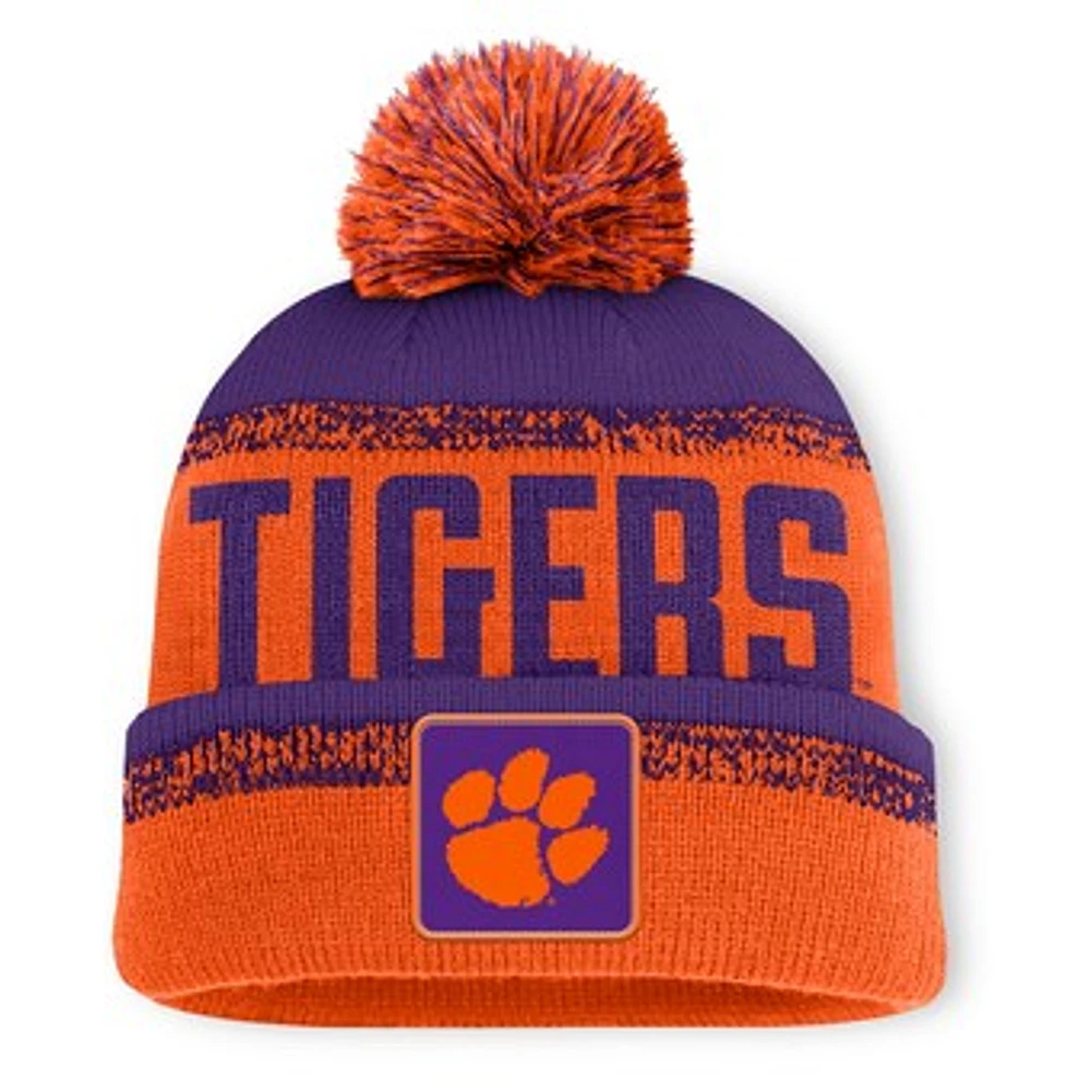 Men's Fanatics Orange/Purple Clemson Tigers Thrive Cuffed Knit Hat with Pom