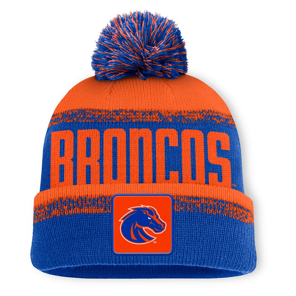 Men's Fanatics Royal/Orange Boise State Broncos Thrive Cuffed Knit Hat with Pom