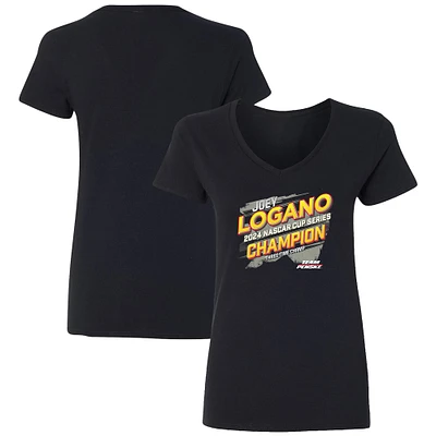 Women's Team Penske Black Joey Logano 2024 NASCAR Cup Series Champion Vintage V-Neck T-Shirt