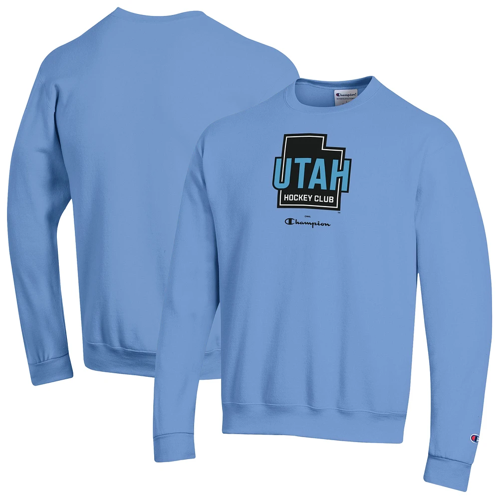 Men's Champion Blue Utah Hockey Club Powerblend Pullover Crewneck Sweatshirt