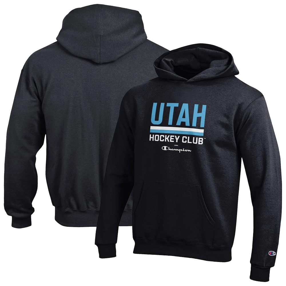 Youth Champion Black Utah Hockey Club Powerblend Pullover Hoodie