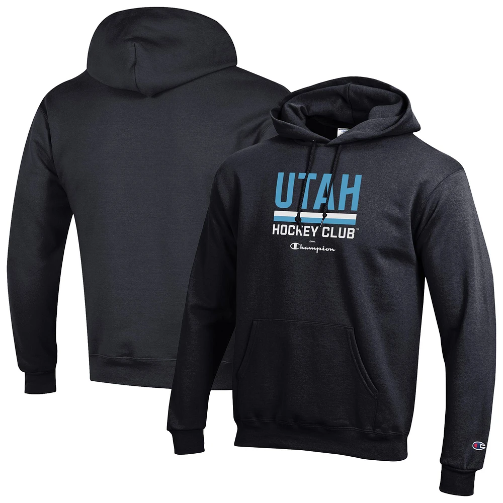 Men's Champion Black Utah Hockey Club Powerblend Pullover Hoodie