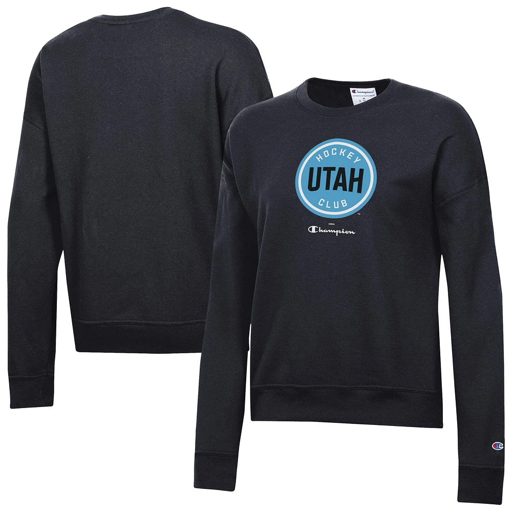 Women's Champion Black Utah Mammoth Fleece Crewneck Pullover Sweatshirt