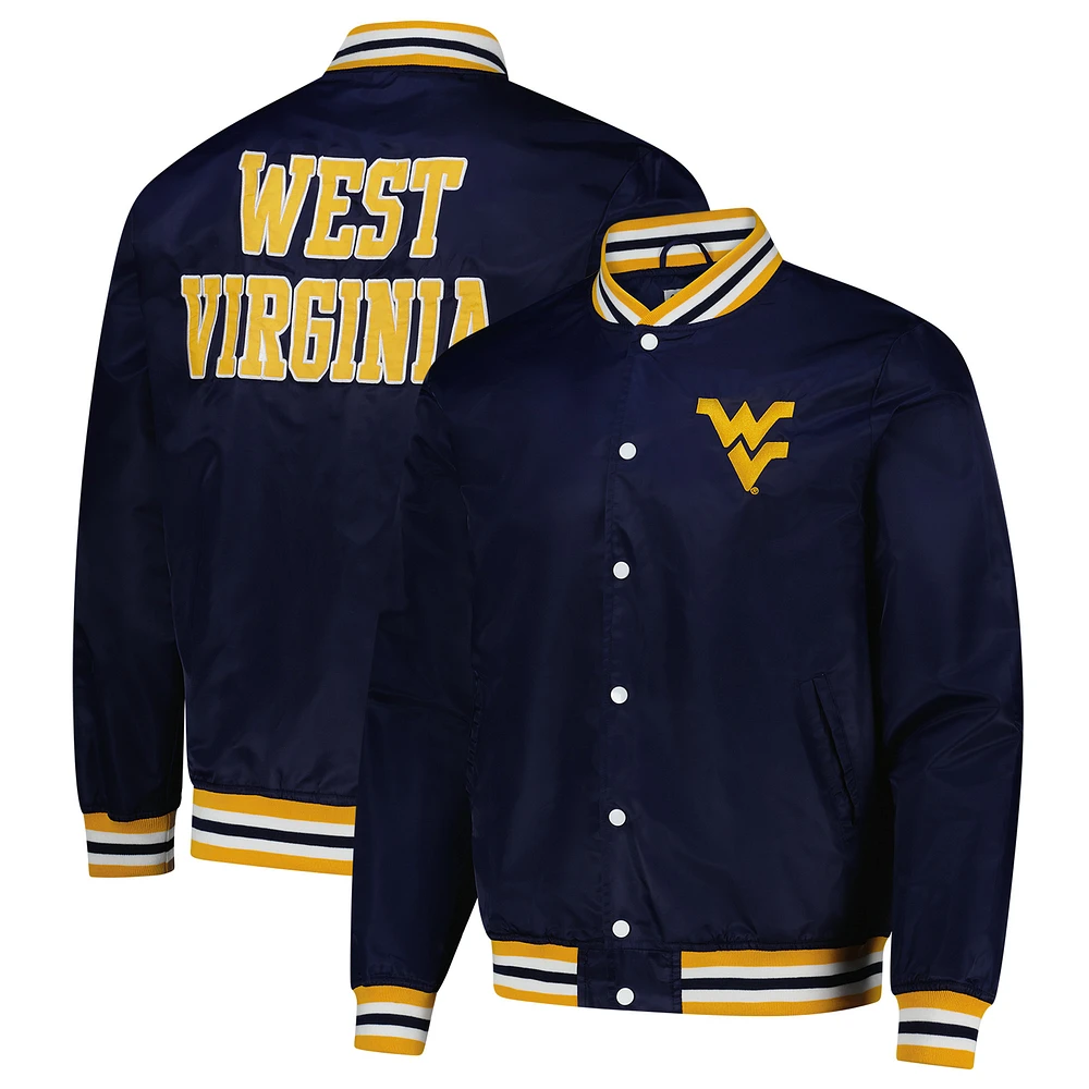 Unisex Charlie Hustle Navy West Virginia Mountaineers Full-Snap Varsity Jacket