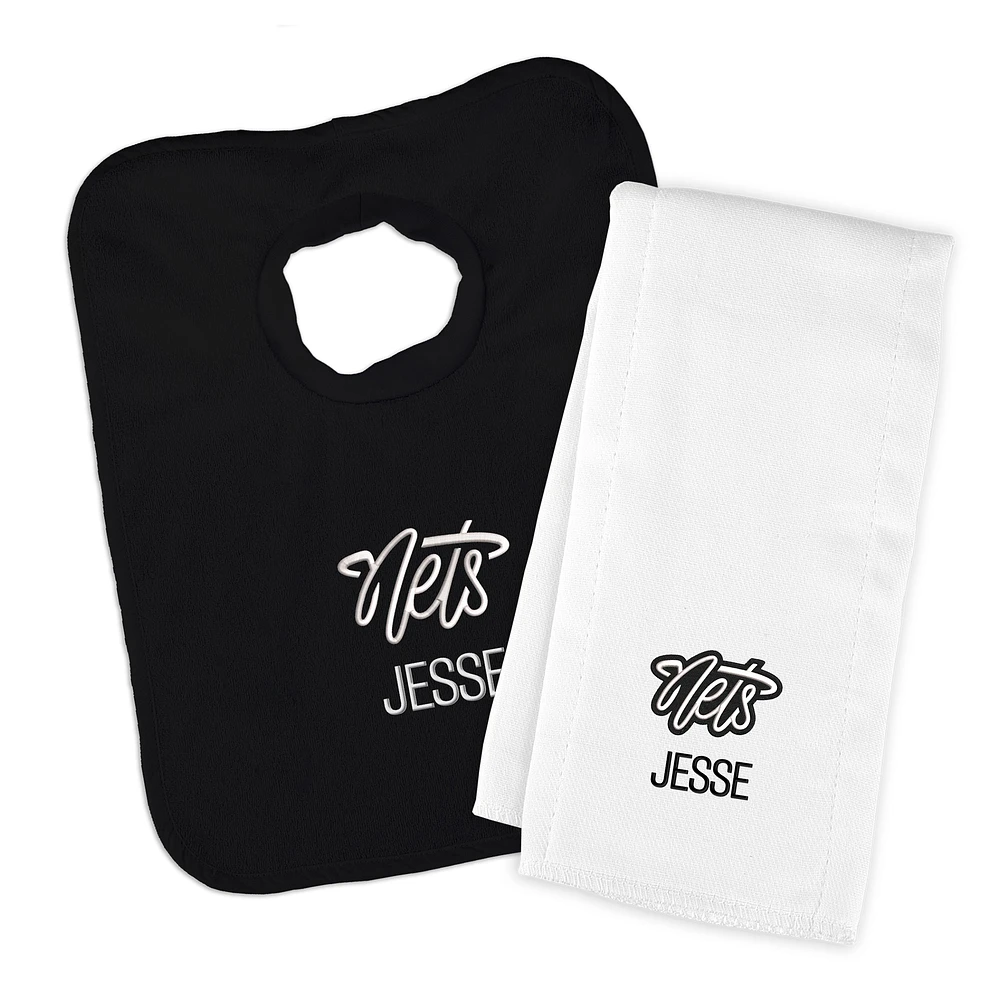 Chad & Jake Brooklyn Nets Personalized Bib & Burp Cloth Set