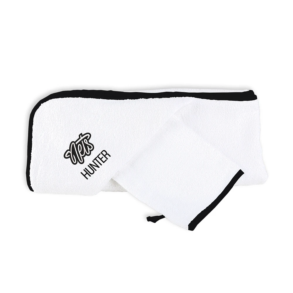 Infant Chad & Jake Brooklyn Nets Personalized Hooded Towel & Mitt Set