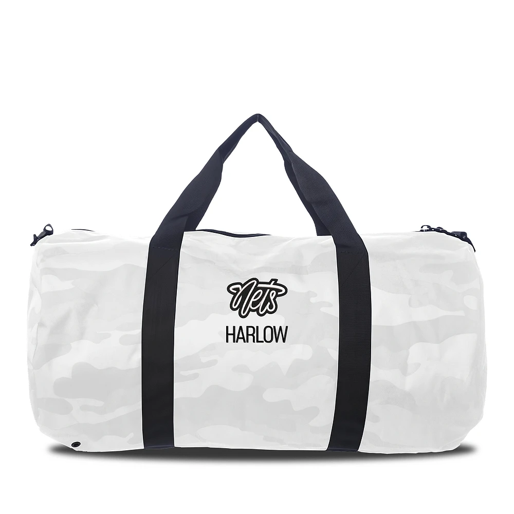 Youth Chad & Jake White Brooklyn Nets Personalized Duffel Bag