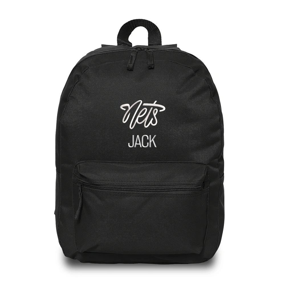 Youth Chad & Jake Black Brooklyn Nets Personalized Backpack