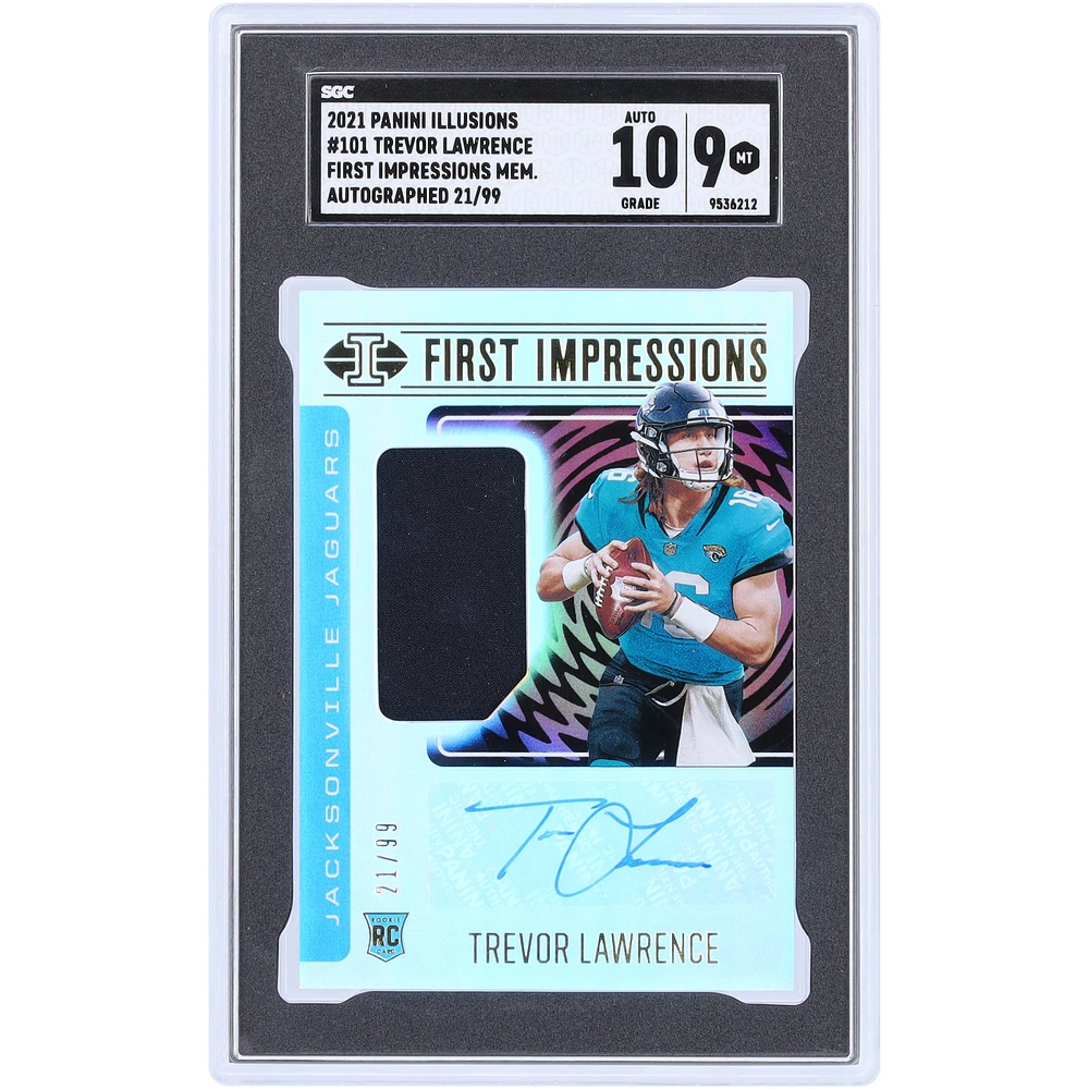 Trevor Lawrence Jacksonville Jaguars Autographed 2021 Panini Illusions First Impressions Relic Autograph #101 #21/99 SGC Authenticated 9/10 Rookie Card