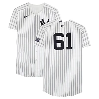 Jake Cousins New York Yankees ALCS Player-Worn #61 White Pinstripe Nike Jersey vs. Cleveland Guardians on October 14, 2024