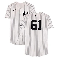 Jake Cousins New York Yankees ALDS Player-Worn #61 White Pinstripe Nike Jersey vs. Kansas City Royals on October 5, 2024