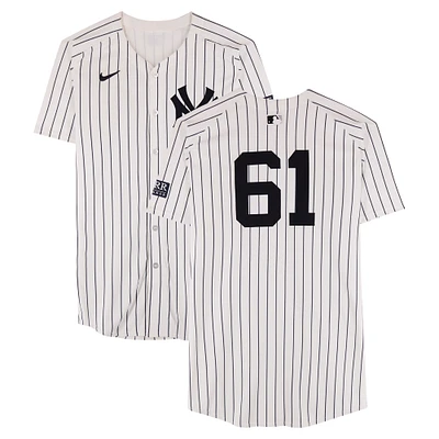 Jake Cousins New York Yankees ALDS Player-Worn #61 White Pinstripe Nike Jersey vs. Kansas City Royals on October 5, 2024