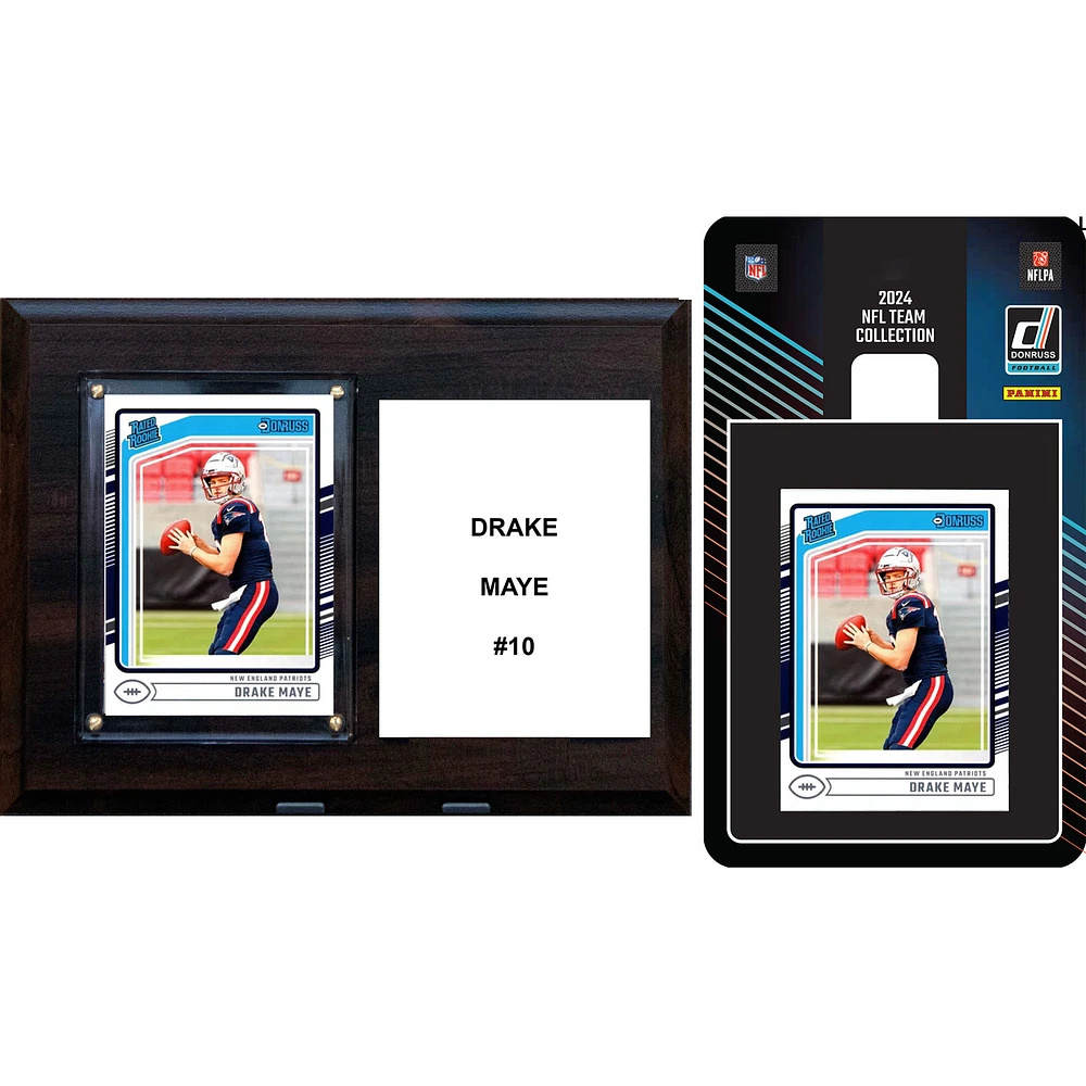 New England Patriots 6" x 8" Player Plaque & 2024 Team Trading Card Set