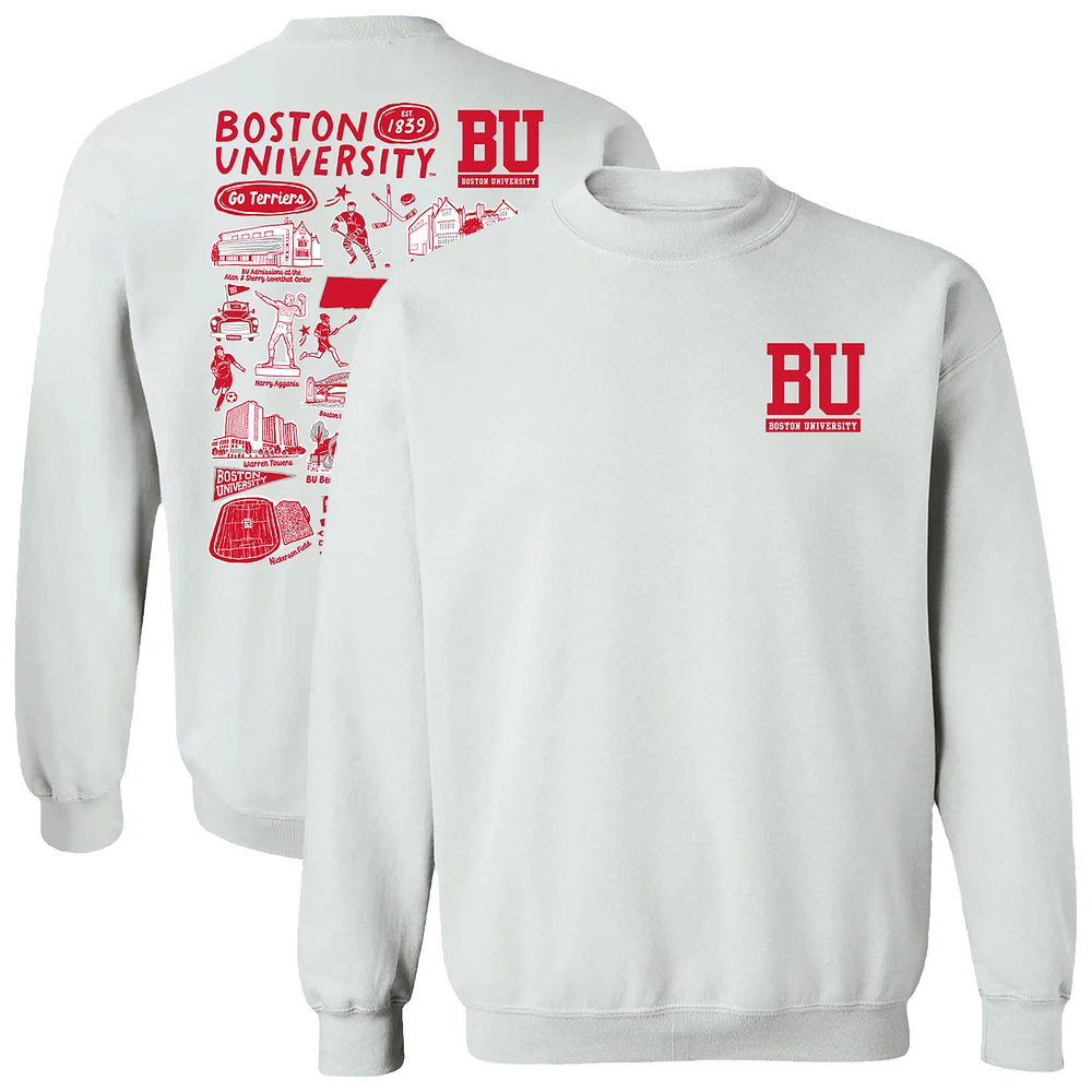 Women's Vive La Fete White Boston University Impressions Artwork Pullover Sweatshirt