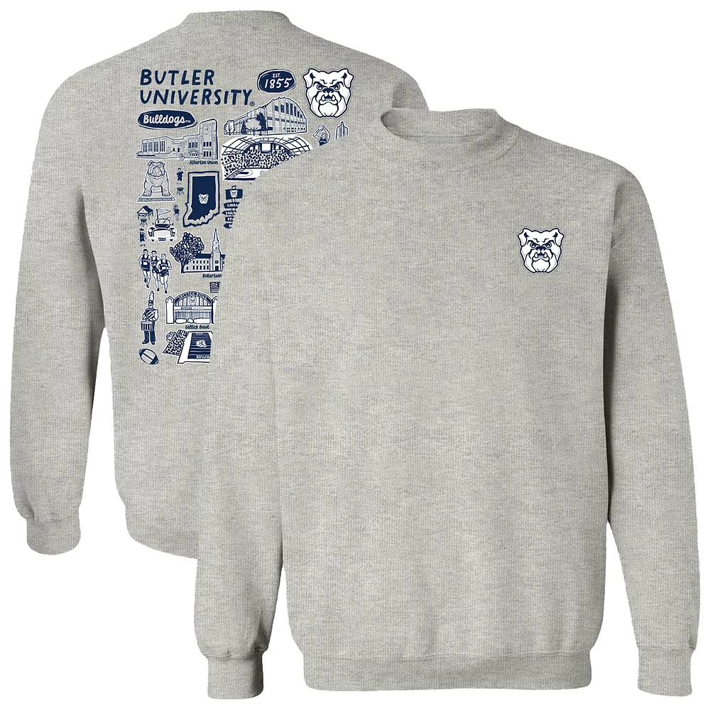 Women's Vive La Fete Gray Butler Bulldogs Impressions Artwork Pullover Sweatshirt