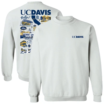 Women's Vive La Fete White UC Davis Aggies Impressions Artwork Pullover Sweatshirt