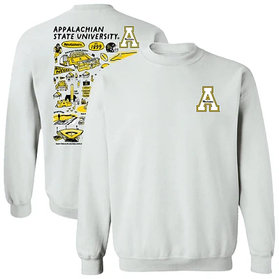 Women's Vive La Fete White Appalachian State Mountaineers Impressions Artwork Pullover Sweatshirt