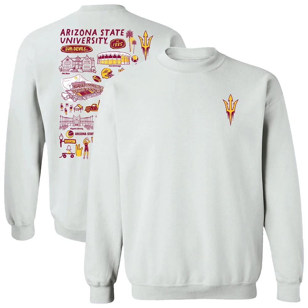 Women's Vive La Fete White Arizona State Sun Devils Impressions Artwork Pullover Sweatshirt