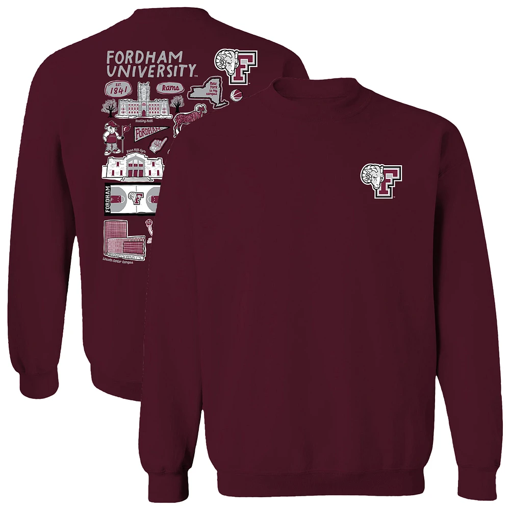 Women's Vive La Fete Maroon Fordham Rams Impressions Artwork Pullover Sweatshirt