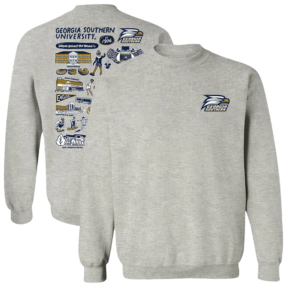 Women's Vive La Fete Gray Georgia Southern Eagles Impressions Artwork Pullover Sweatshirt