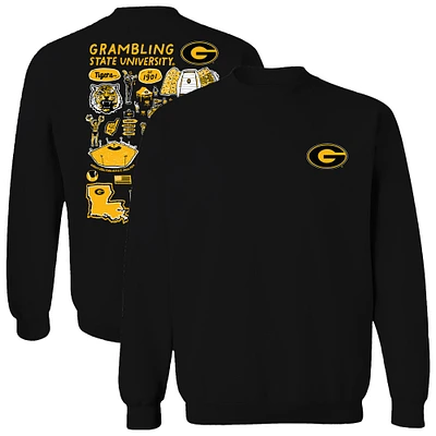Women's Vive La Fete Black Grambling Tigers Impressions Artwork Pullover Sweatshirt