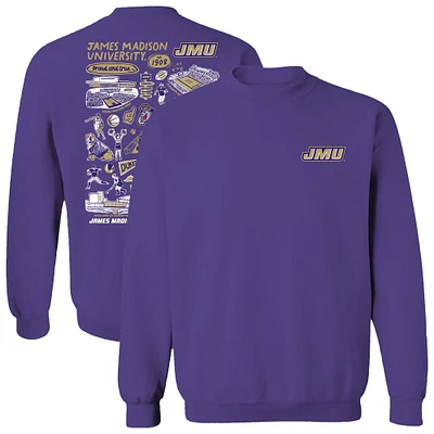 Women's Vive La Fete  Purple James Madison Dukes Impressions Artwork Pullover Sweatshirt