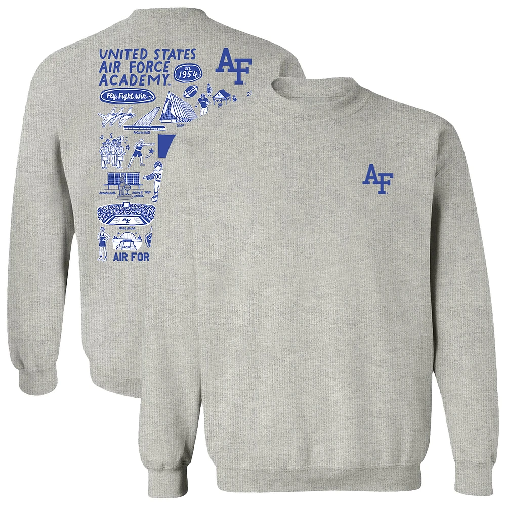 Women's Vive La Fete Gray Air Force Falcons Impressions Artwork Pullover Sweatshirt