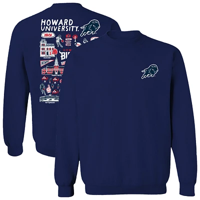 Women's Vive La Fete Navy Howard Bison Impressions Artwork Pullover Sweatshirt