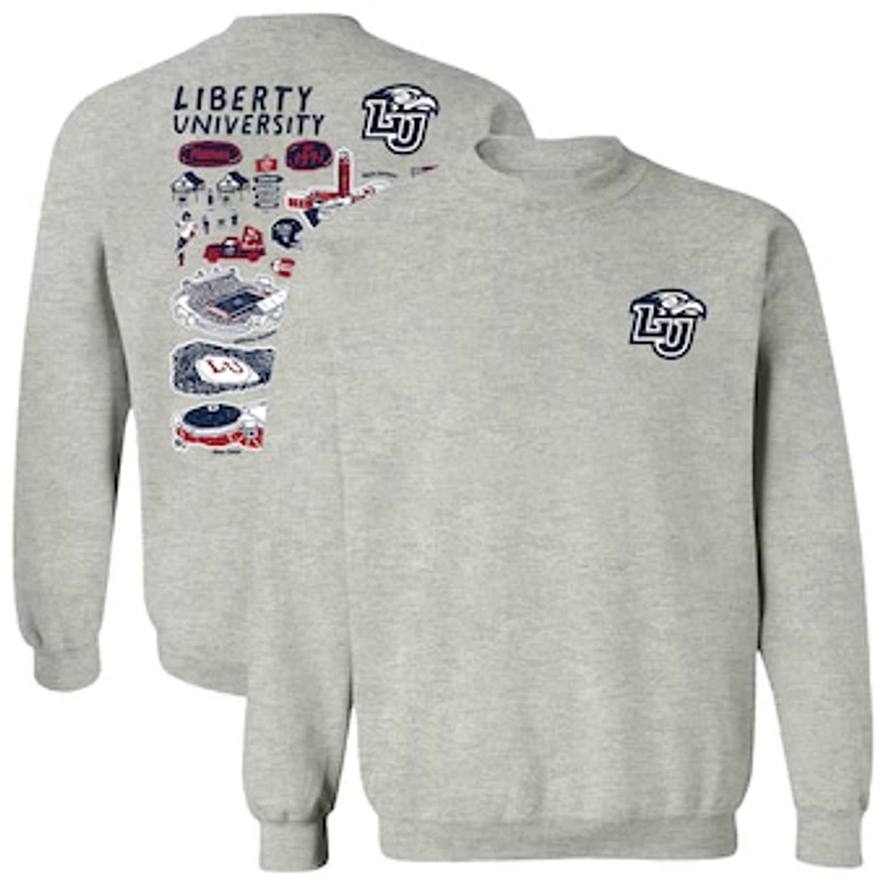 Women's Vive La Fete Gray Liberty Flames Impressions Artwork Pullover Sweatshirt