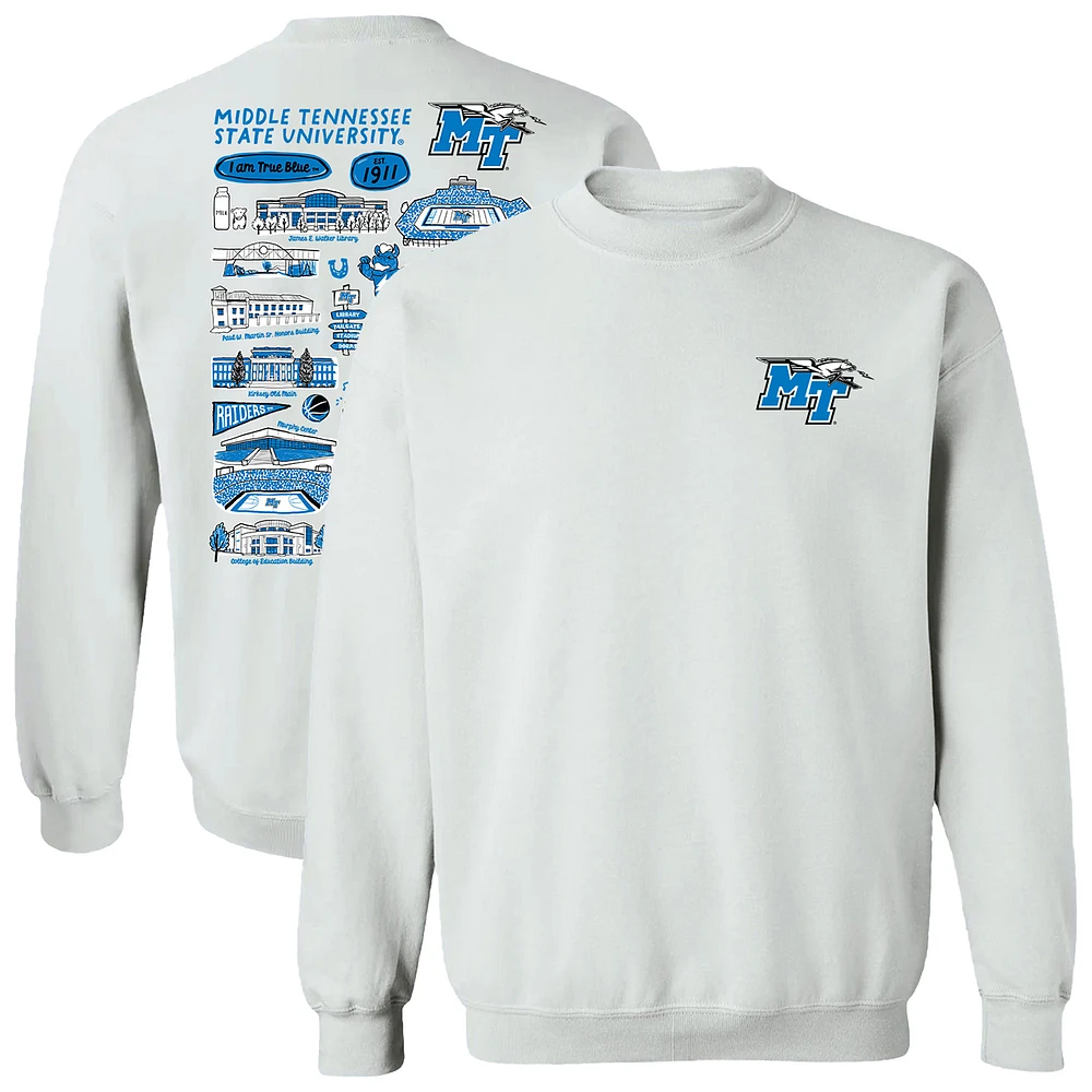 Women's Vive La Fete White MTSU Blue Raiders Impressions Artwork Pullover Sweatshirt