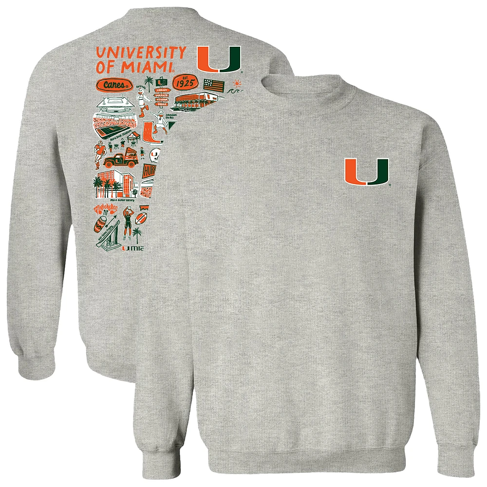 Women's Vive La Fete Gray Miami Hurricanes Impressions Artwork Pullover Sweatshirt
