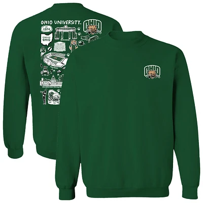 Women's Vive La Fete Green Ohio Bobcats Impressions Artwork Pullover Sweatshirt