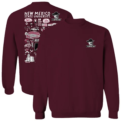 Women's Vive La Fete Maroon New Mexico State Aggies Impressions Artwork Pullover Sweatshirt