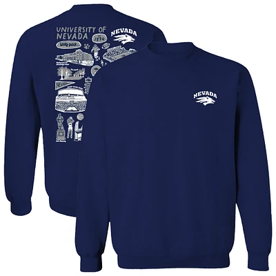 Women's Vive La Fete Navy Nevada Wolf Pack Impressions Artwork Pullover Sweatshirt