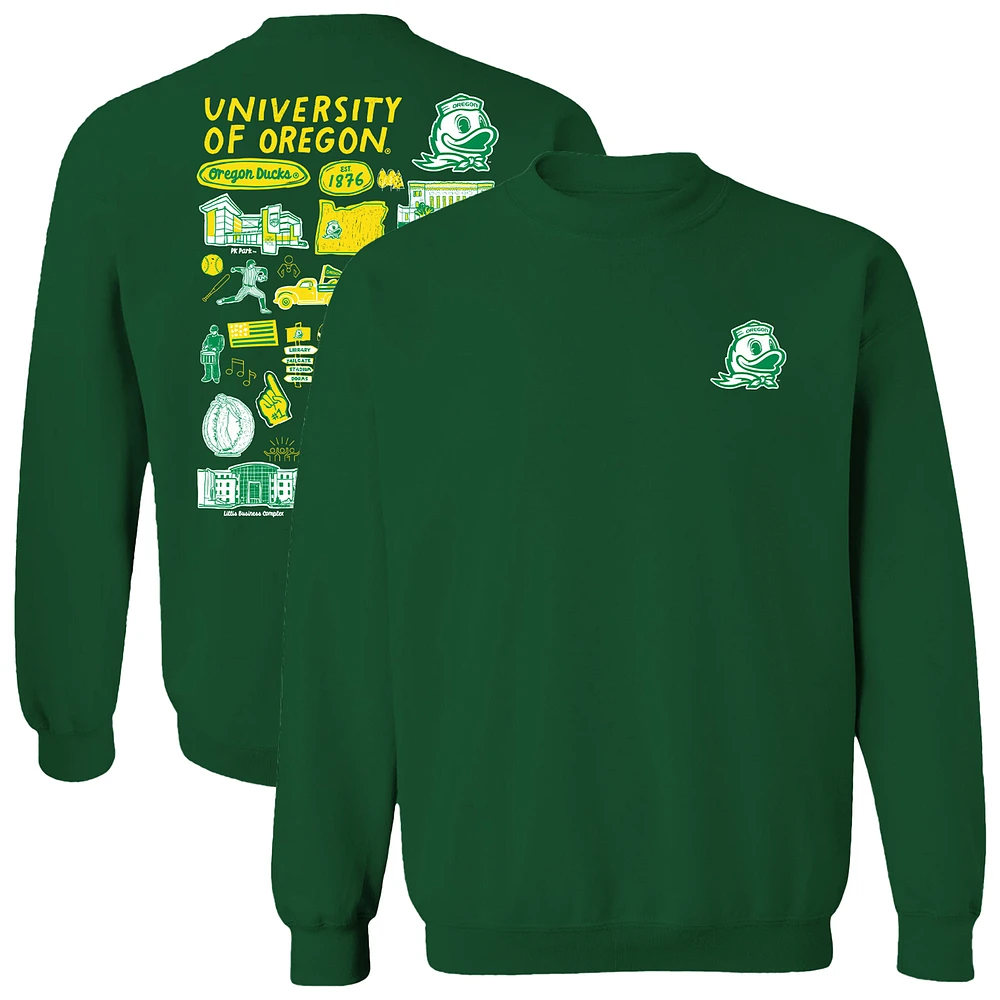 Women's Vive La Fete Green Oregon Ducks Impressions Artwork Pullover Sweatshirt