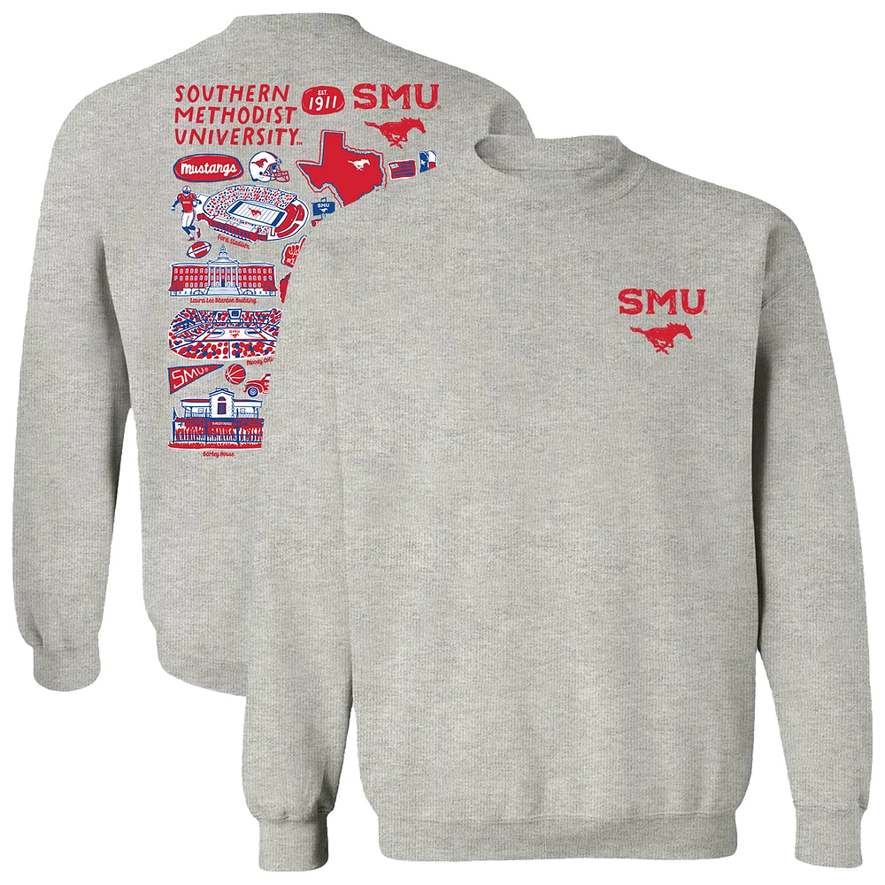 Women's Vive La Fete Gray SMU Mustangs Impressions Artwork Pullover Sweatshirt