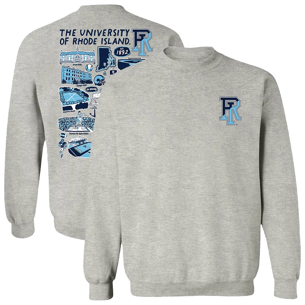 Women's Vive La Fete Gray Rhode Island Rams Impressions Artwork Pullover Sweatshirt