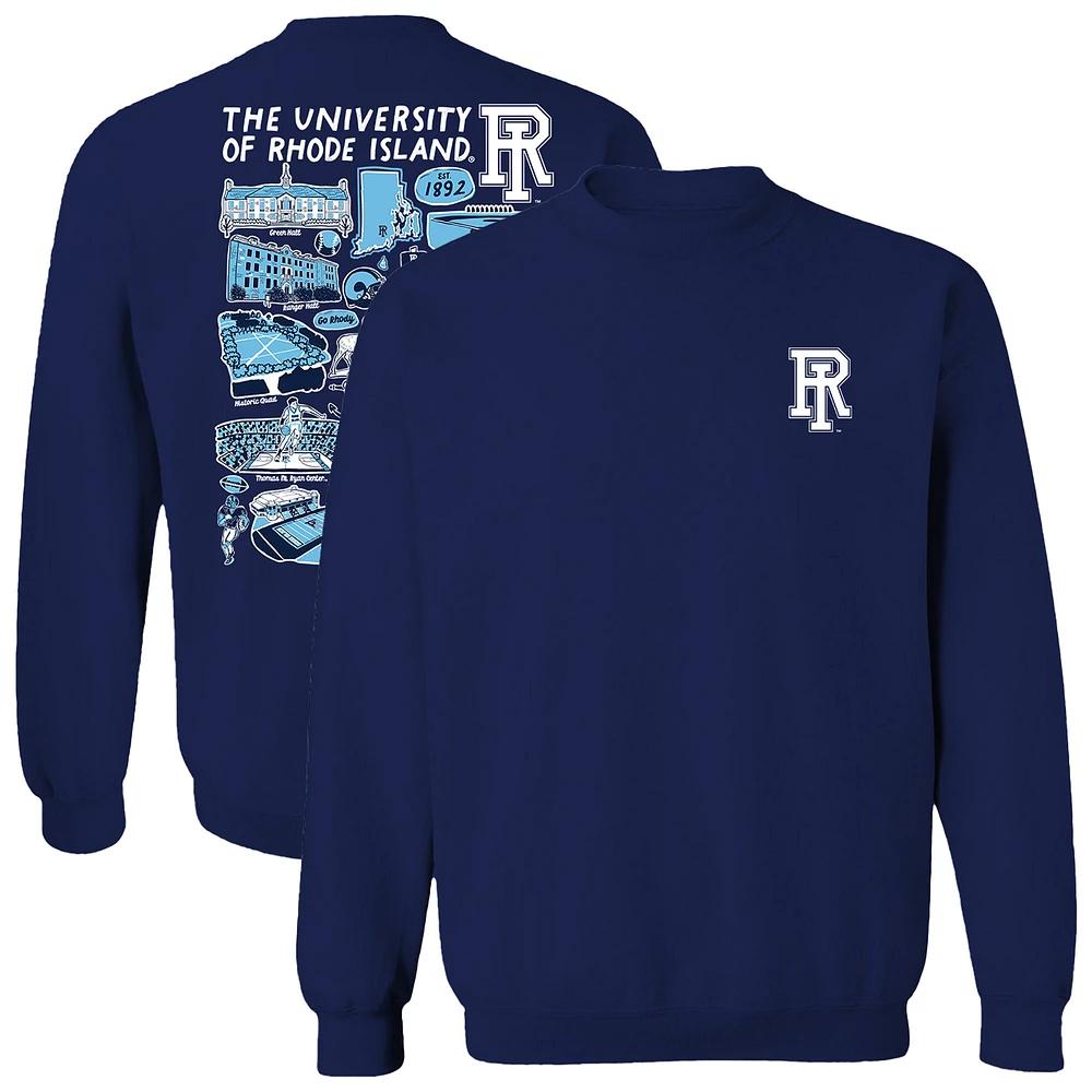 Women's Vive La Fete Navy Rhode Island Rams Impressions Artwork Pullover Sweatshirt