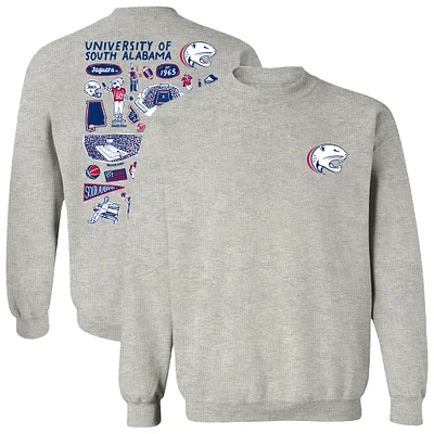 Women's Vive La Fete Gray South Alabama Jaguars Impressions Artwork Pullover Sweatshirt