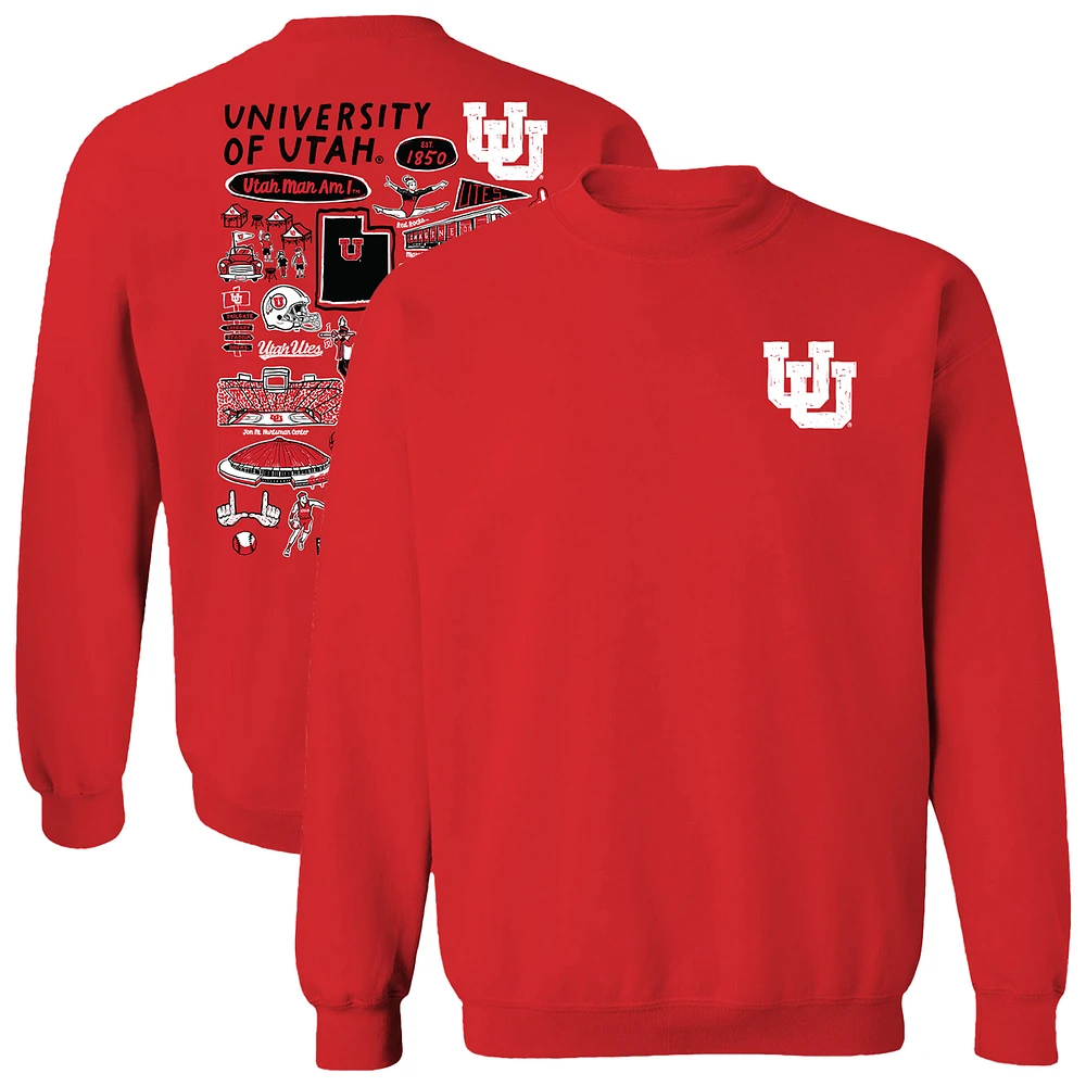 Women's Vive La Fete Red Utah Utes Impressions Artwork Pullover Sweatshirt