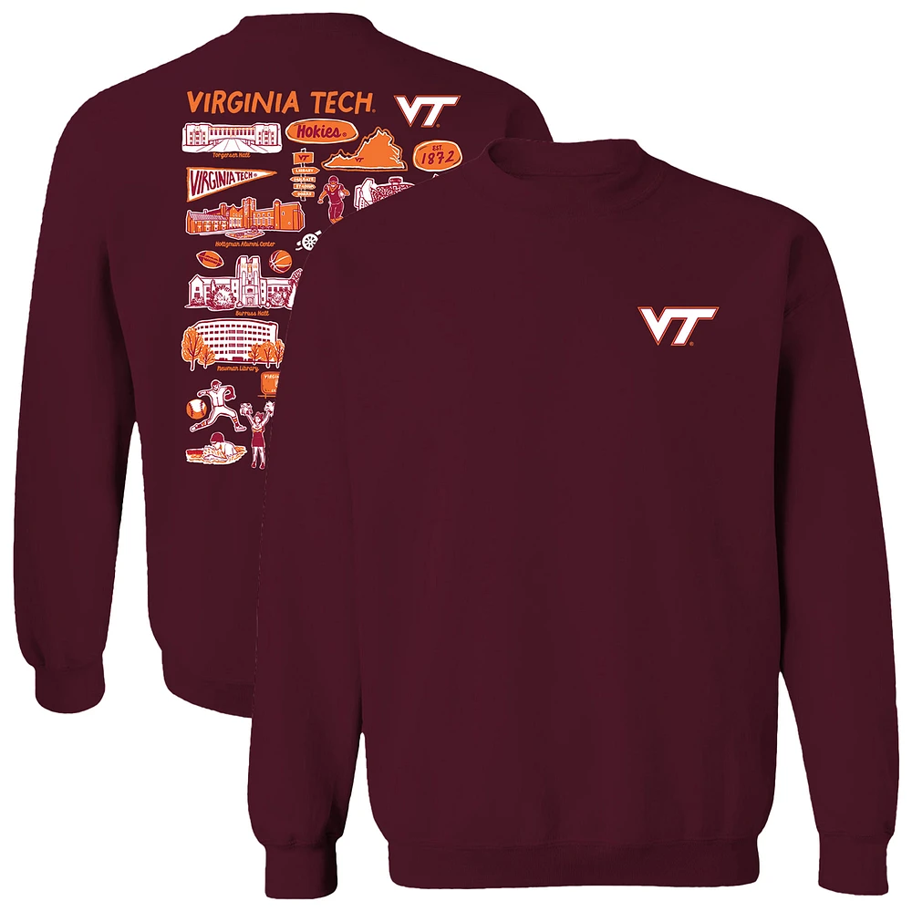 Women's Vive La Fete Maroon Virginia Tech Hokies Impressions Artwork Pullover Sweatshirt