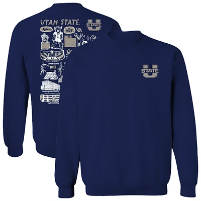 Women's Vive La Fete Navy Utah State Aggies Impressions Artwork Pullover Sweatshirt
